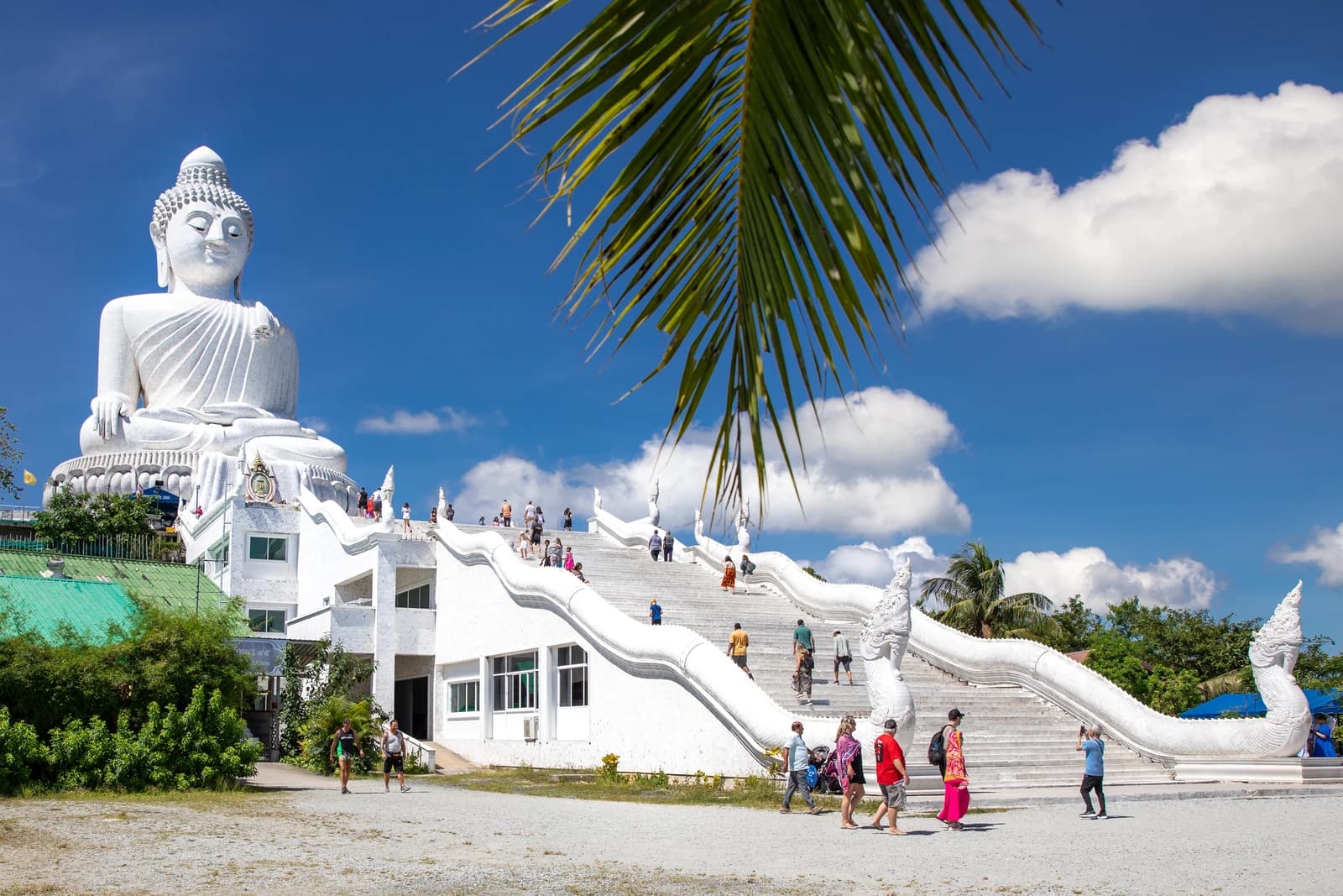 The white marble Big Buddha above its terrace on the Nakkerd Hills